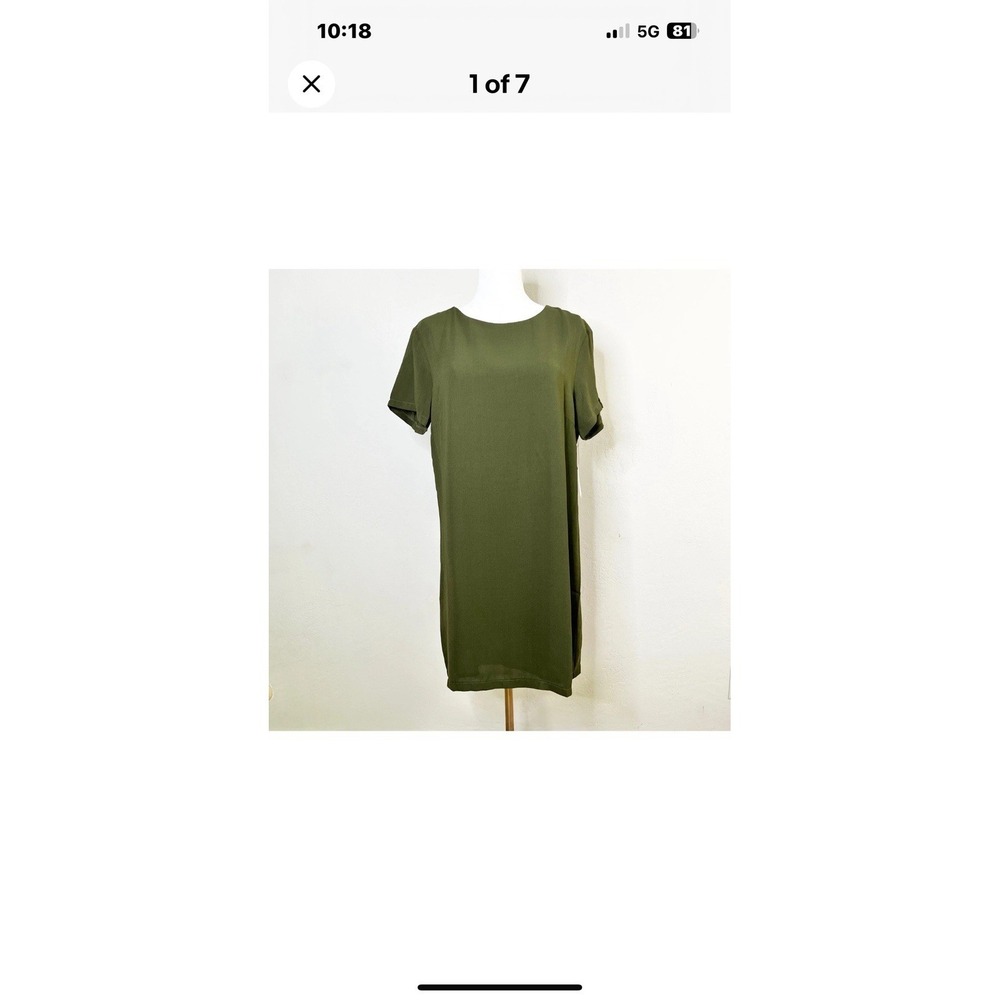 Lulus Shift and Shout Dress Olive Green Size  Small Short Sleeve Back Zip NEW - Picture 2 of 8